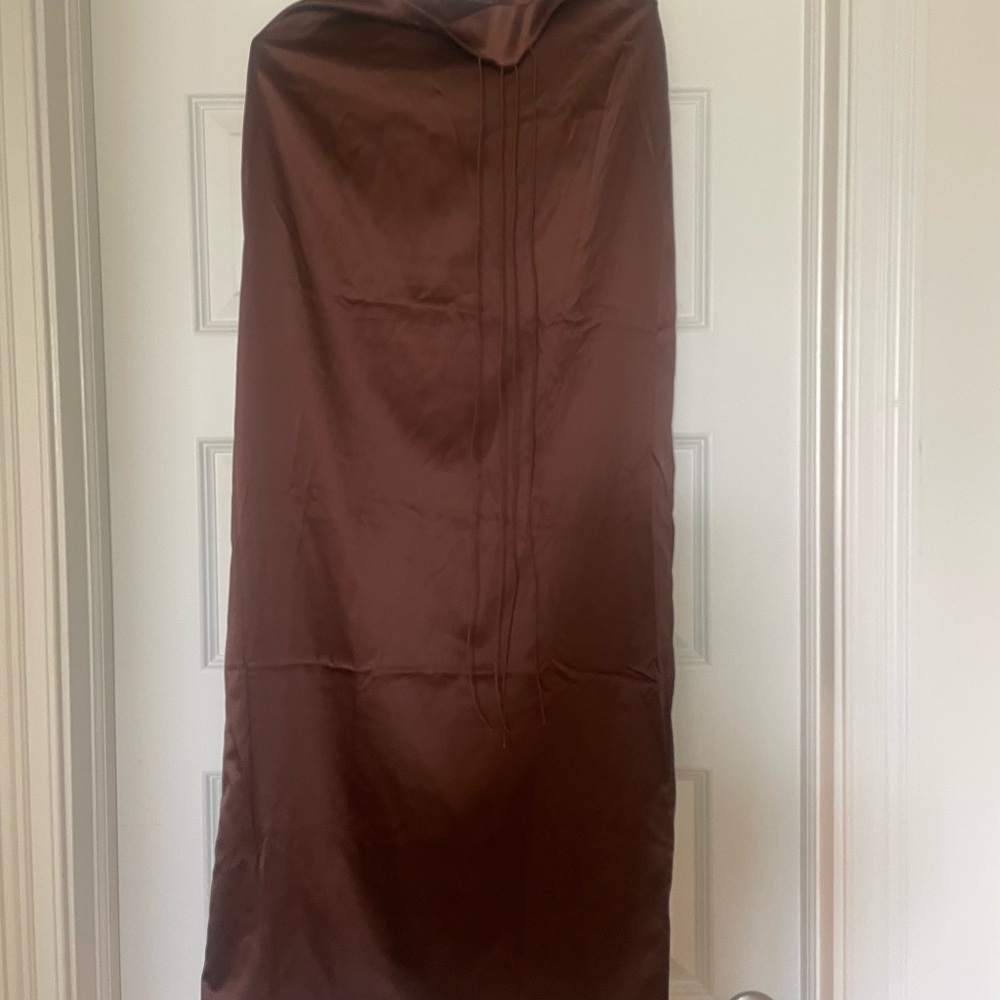 Beginning Boutique Brown Maxi Pencil Skirt/Halter dress